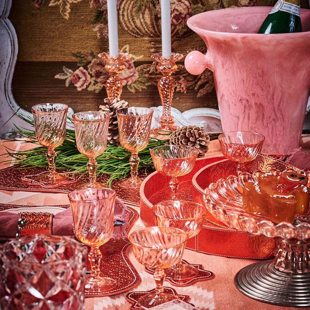Weingläser 6er-Set aus Glas rosa von FROHSINN Vintage