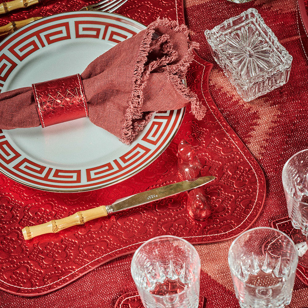 Besteckbank PUDEL 6er-Set aus Keramik im Farbton rot von FROHSINN Vintage