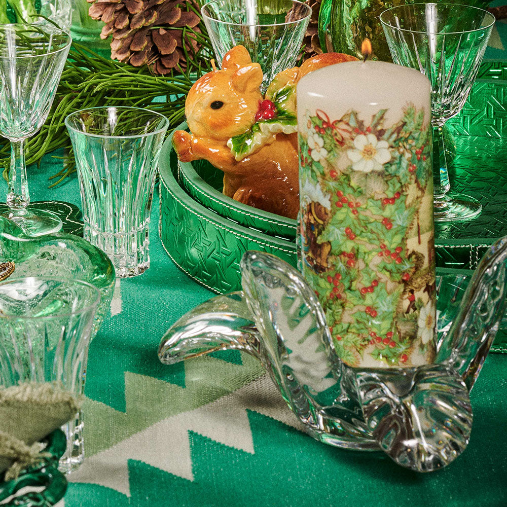 Kerzenständer aus Kristallglas in Blattform von FROHSINN Vintage