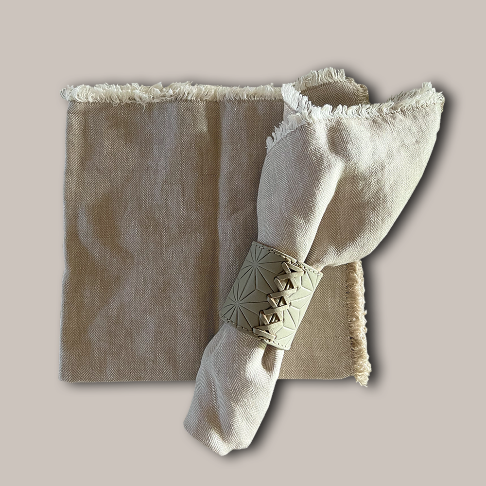 Napkin DORIS linen - beige / white