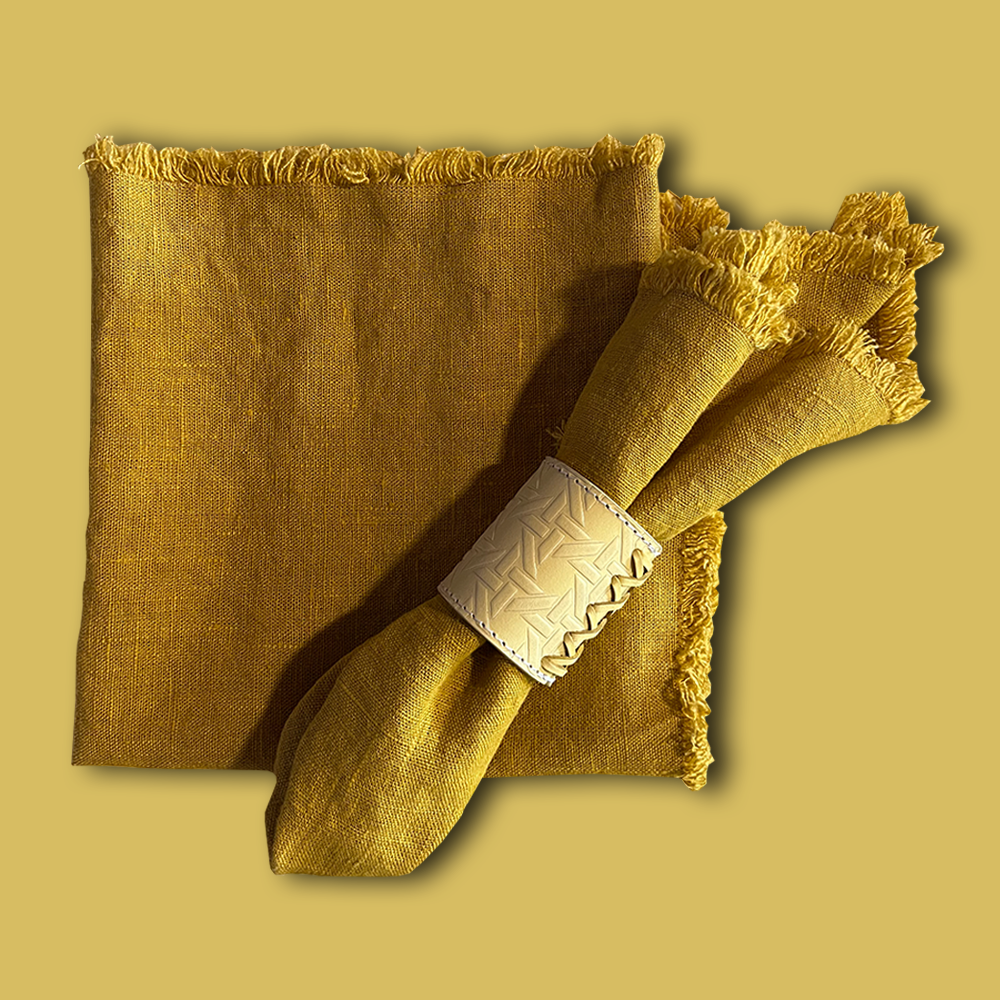 Serviette CHLOE aus Leinen von Aqua Viero, Farbe gelb