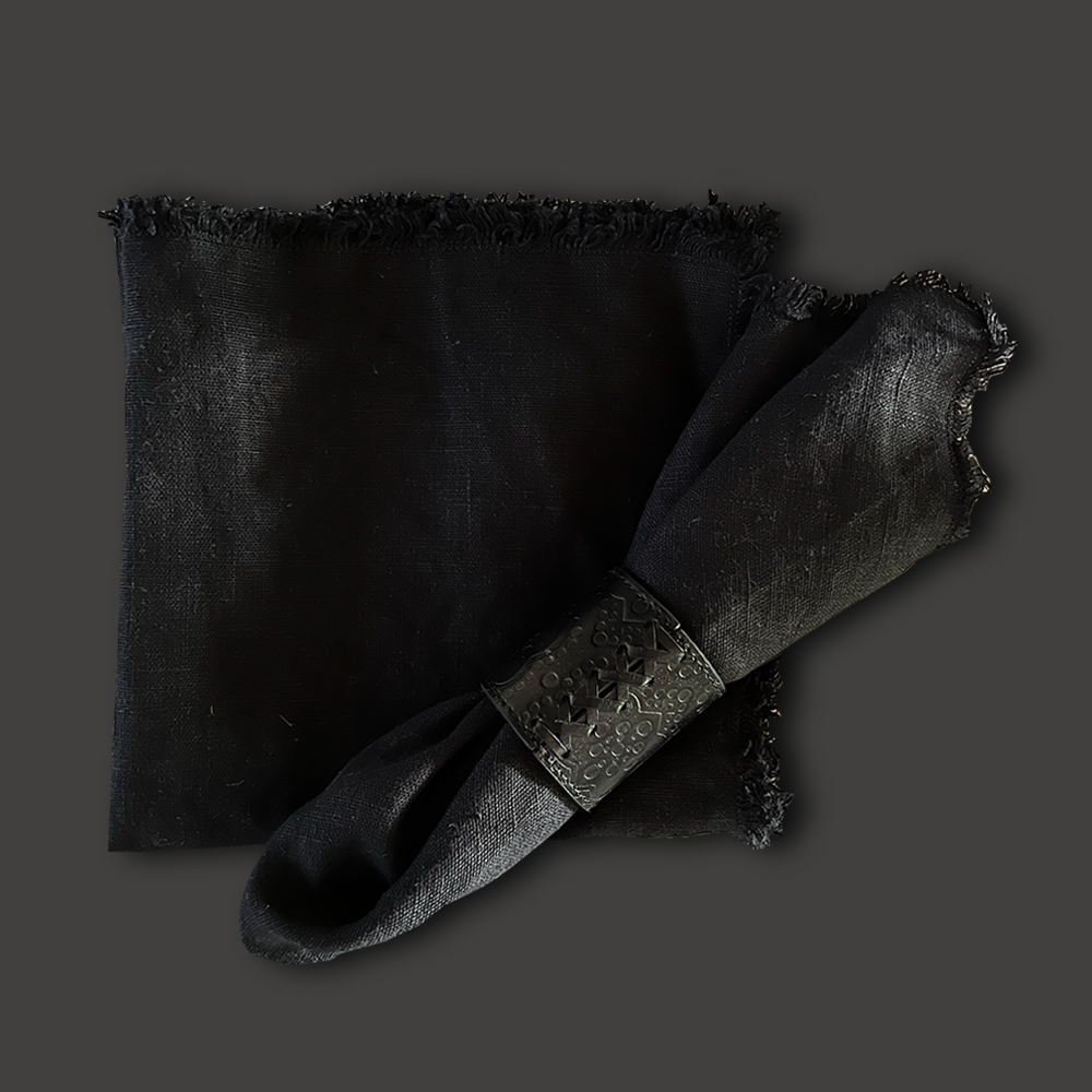 Serviette CHLOE aus Leinen von Aqua Viero, Farbe schwarz