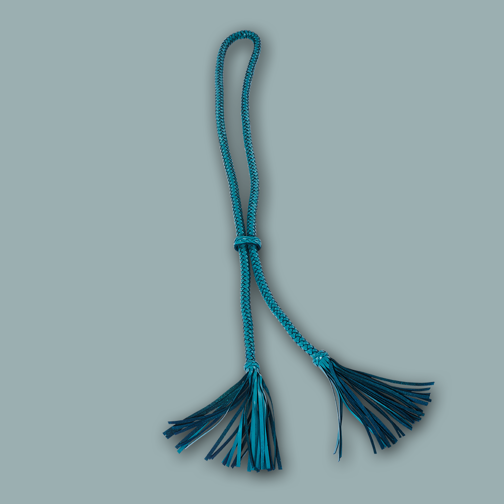 Leather chain TASSEL - turquoise