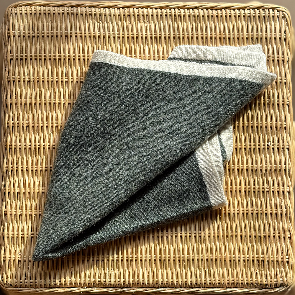 Kaschmirschal MINI SCARF - dunkelgrün/beige