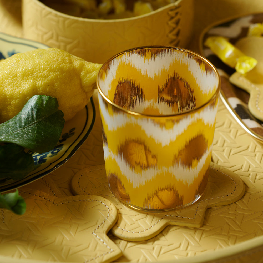 Untersetzer VIENNA aus Leder geprägt im Farbton gelb, vanilla