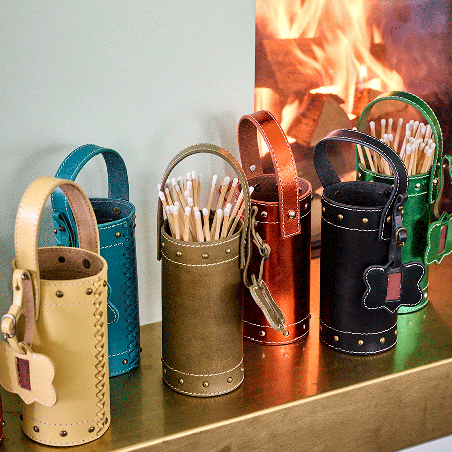 Streichholzbehälter LIFESTYLE aus Leder glatt im Farbton vanilla gelb vom Brand FROHSINN