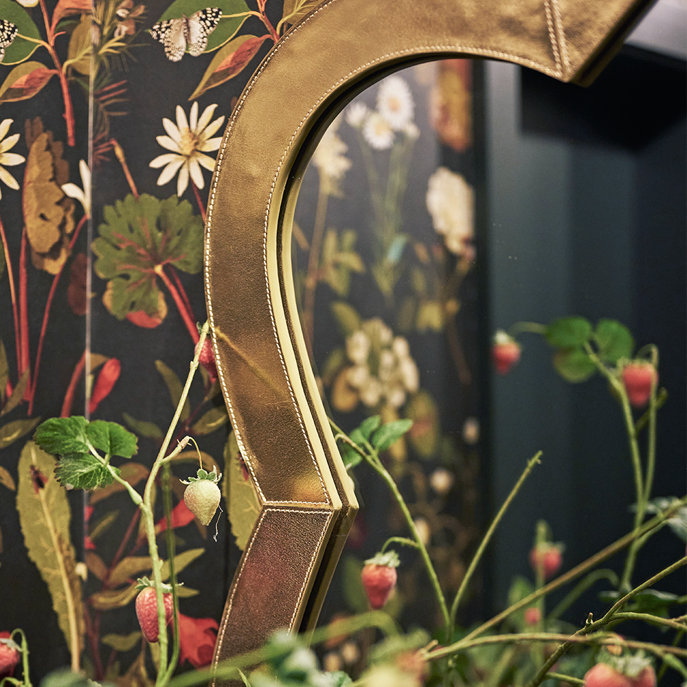 Spiegel ICON aus Leder - gold