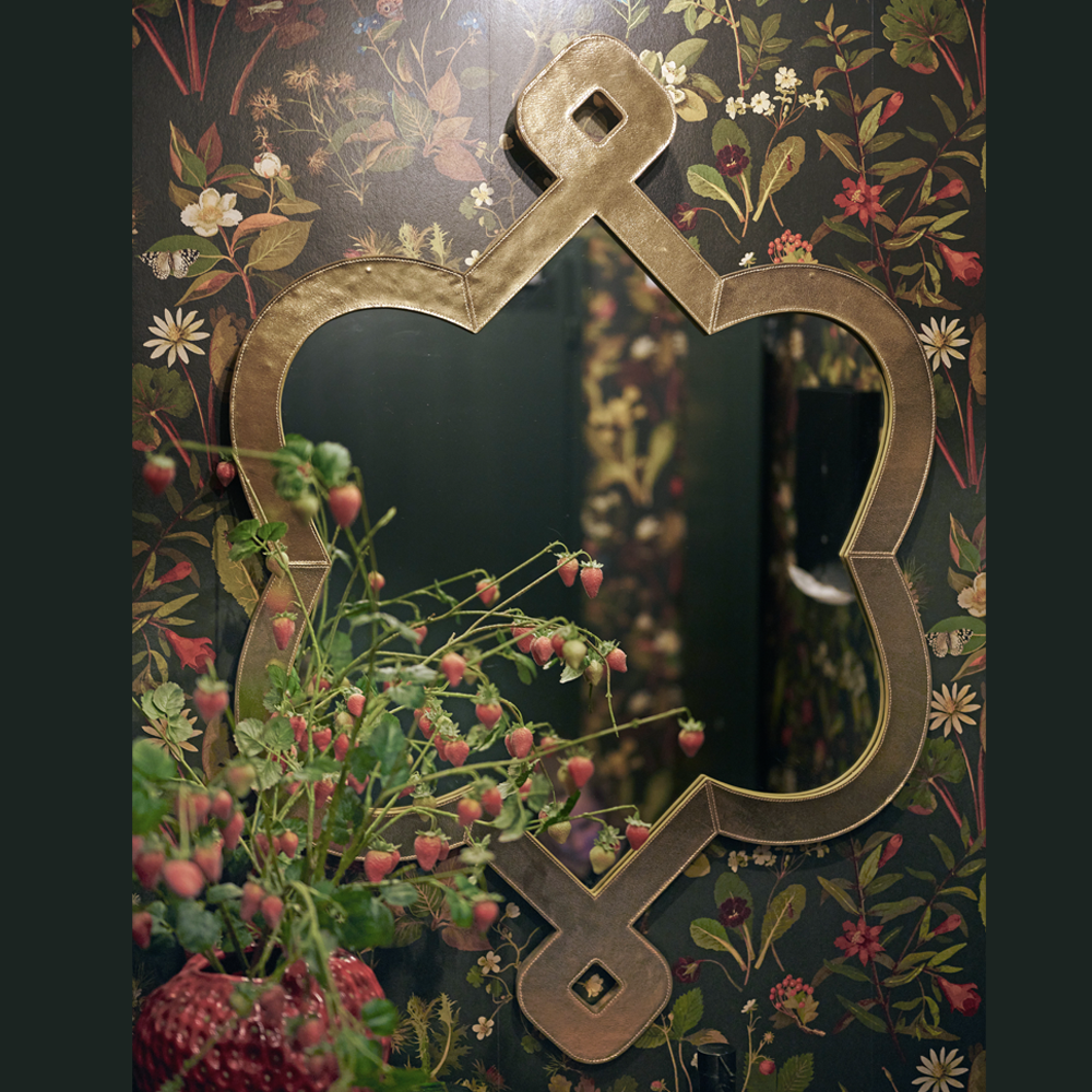 Leather mirror ICON - gold
