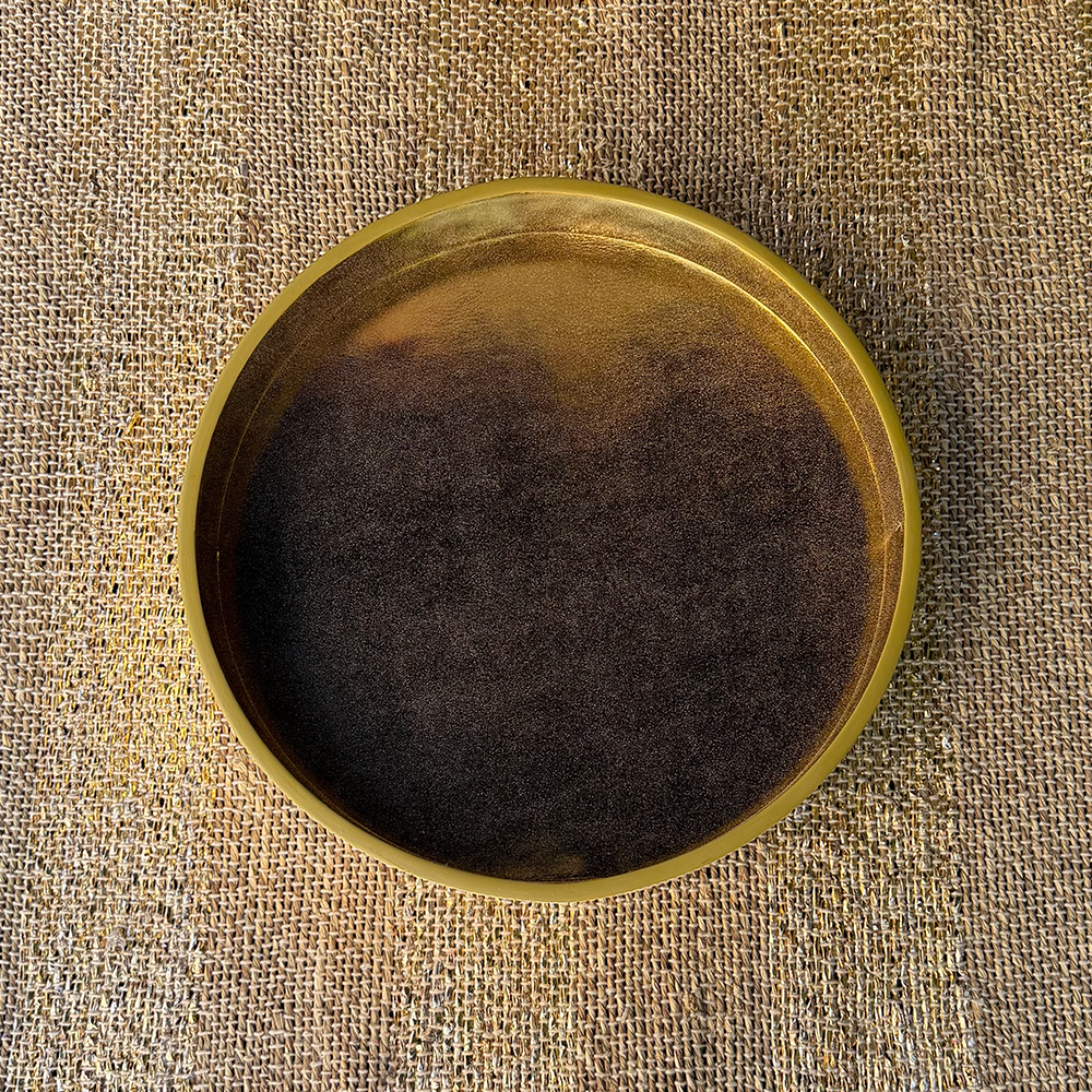 Tablett Rund LIFESTYLE aus Leder glatt im Farbton gold, klein
