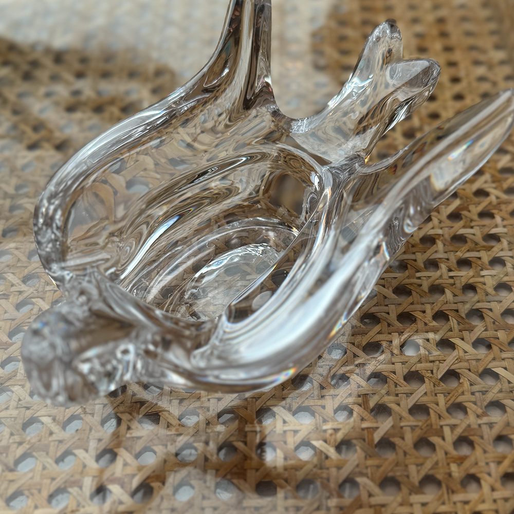 Schale VOGEL aus Kristallglas von FROHSINN Vintage