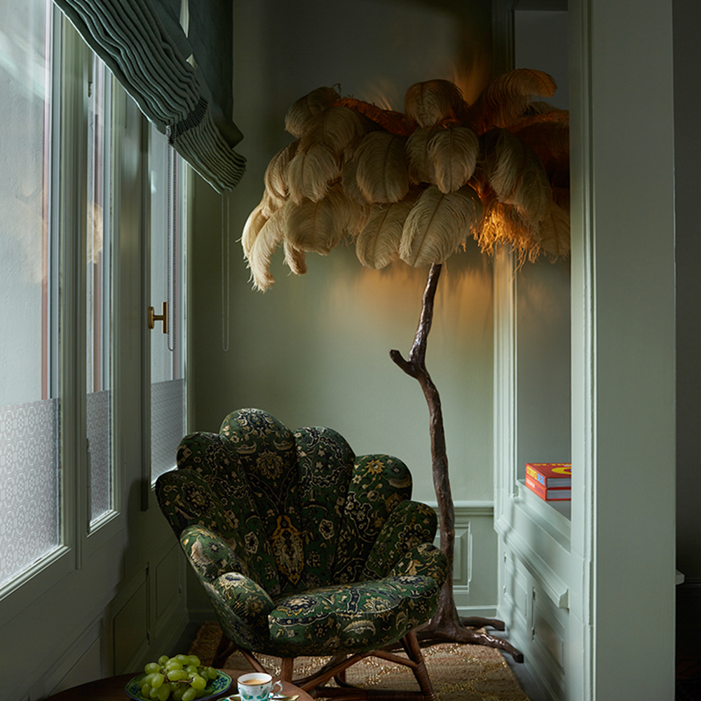 Floor lamp FEATHER - bronze / old gold