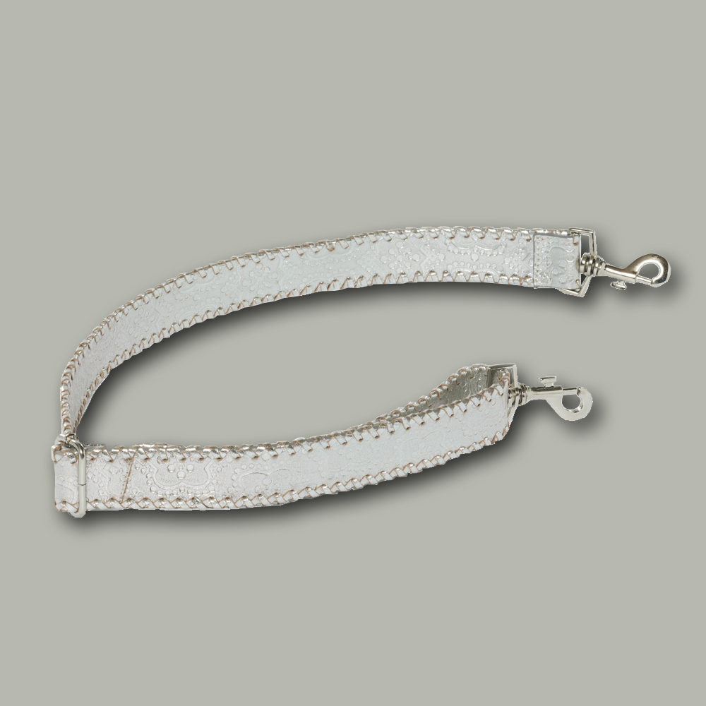 Schulterriemen ICON aus Leder in silver