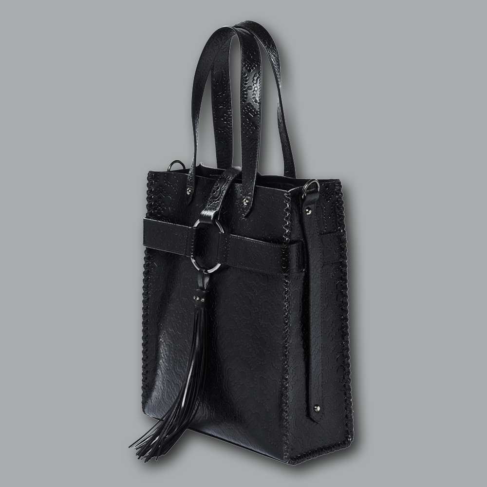 Tasche Shopper NOTTING HILL icon in schwarz, seitliche ansicht