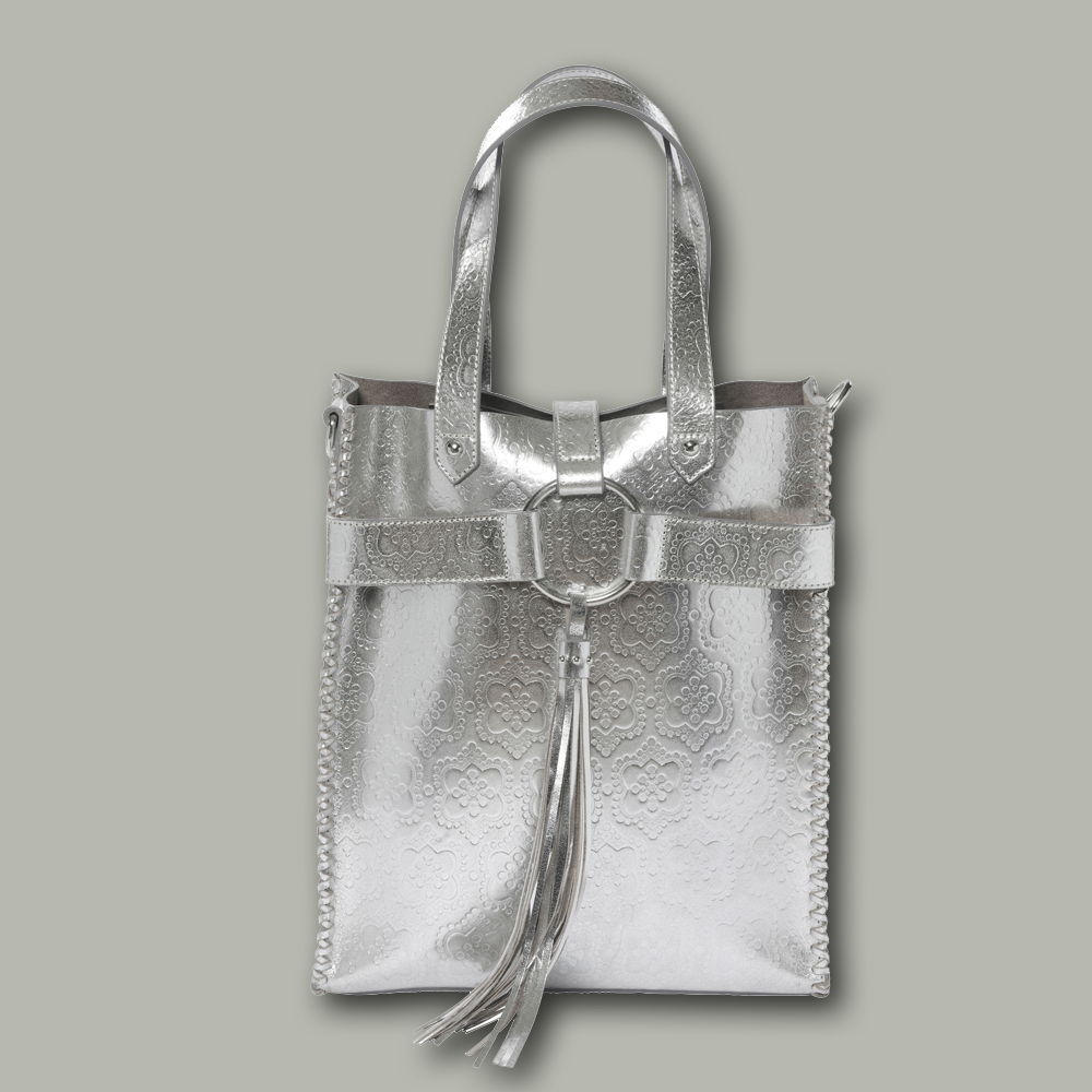 Tasche Shopper NOTTING HILL icon in silver, front Ansicht