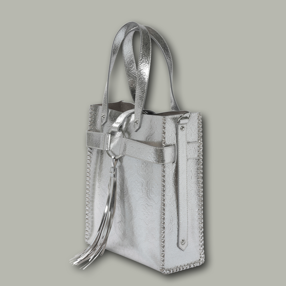 Tasche Shopper NOTTING HILL icon in silber, seitliche Ansicht