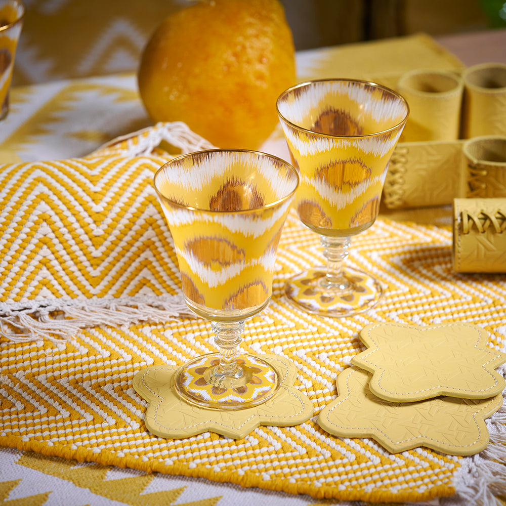 Wine glass IKAT - yellow