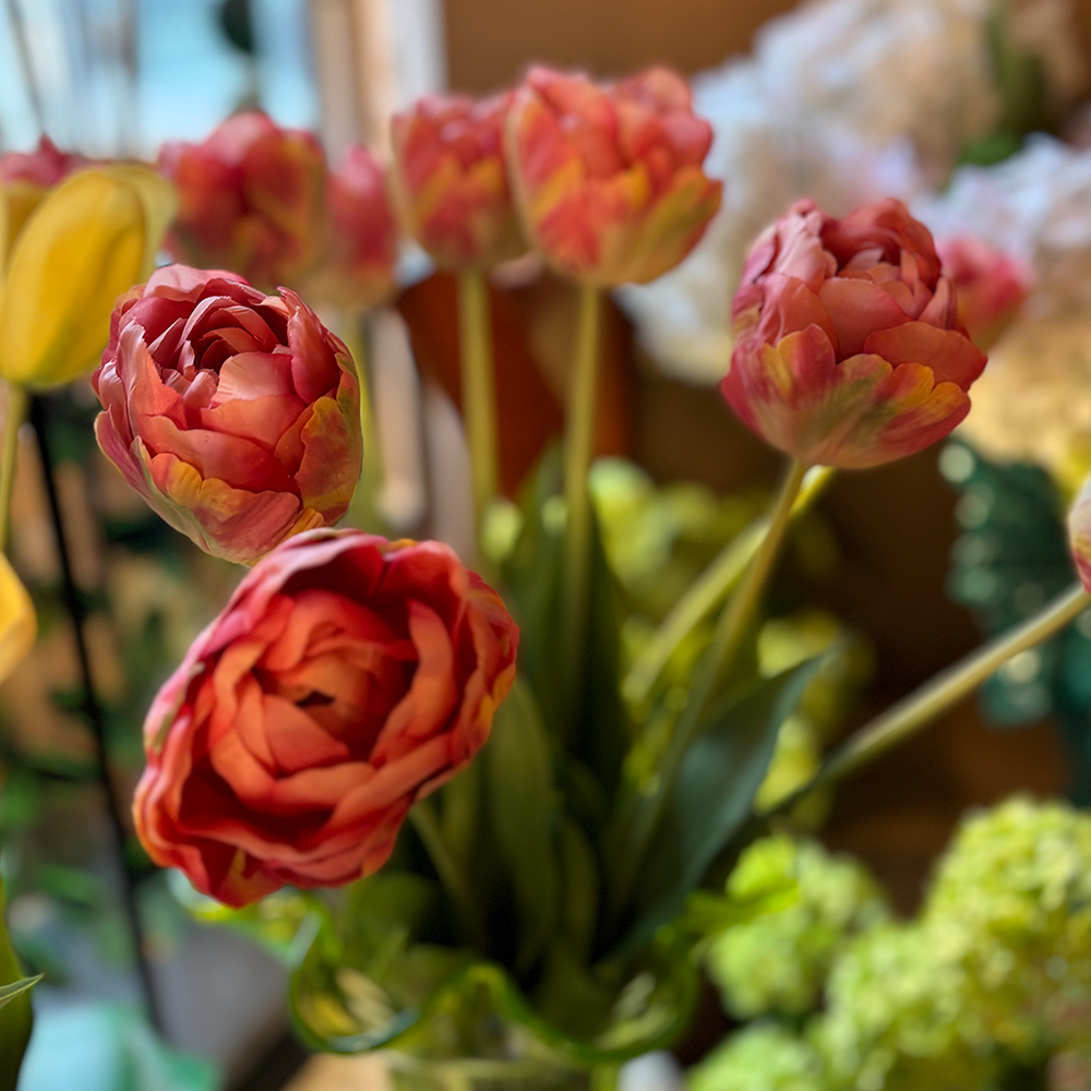 Kunstblume von Silk-Ka: gefüllte Tulpe im Farbton rosa gelb