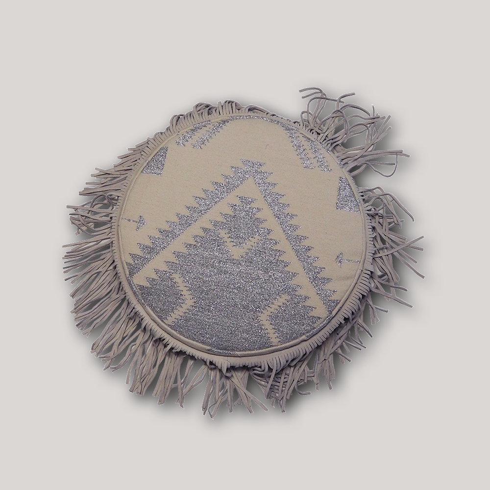 Kissen rund Navajo Glamour in silber vom FROHSINN