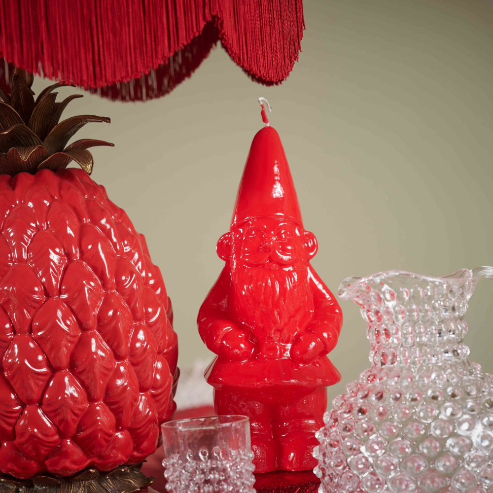 Candle garden gnome NANETTO - red