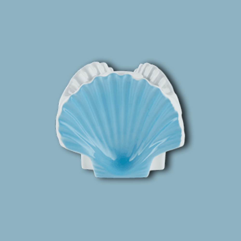 Kerzenständer Muschel aus Porzellan - blau
