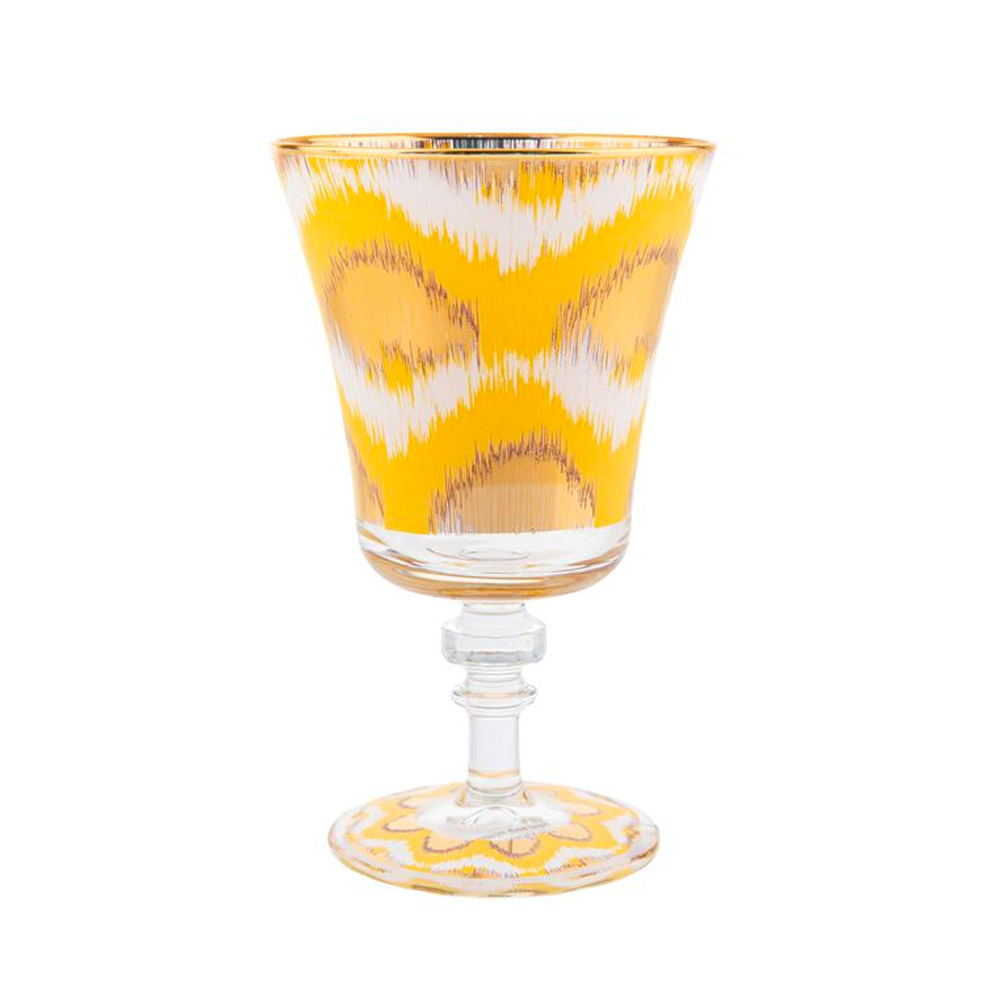 Wine glass IKAT - yellow