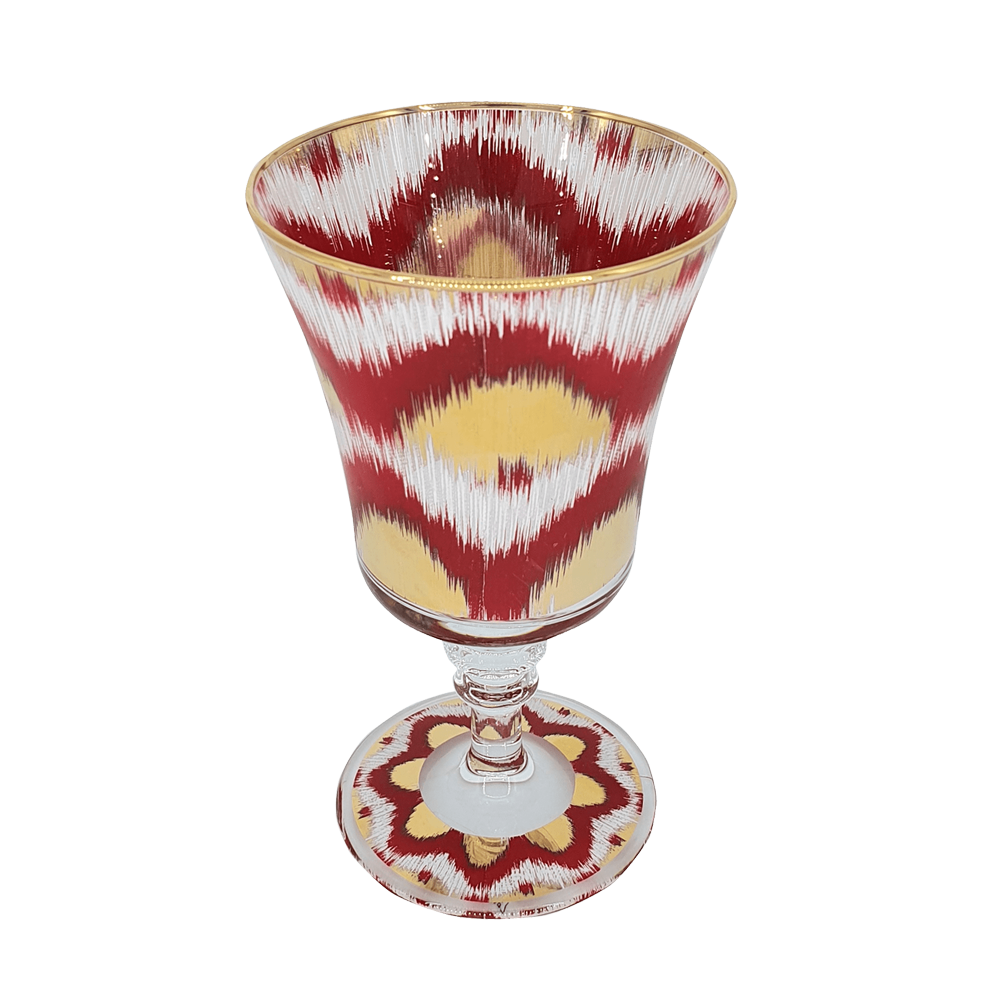 Wine glass IKAT - red