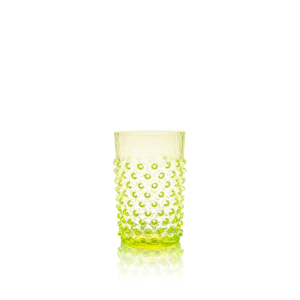 Wasserglas HOBNAIL in Glas von Klimchi im Farbton neon Citrin