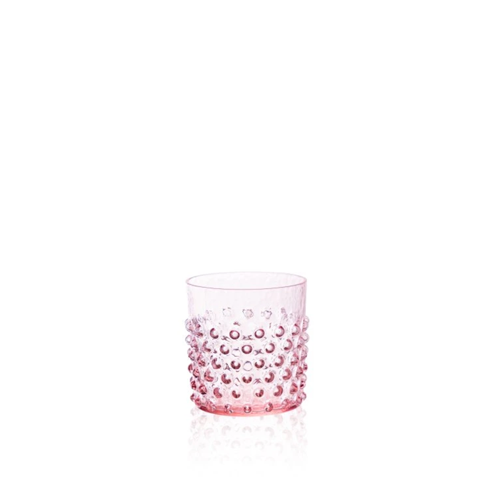 Whiskyglas HOBNAIL aus Glas von Klimchi im Farbton rosa