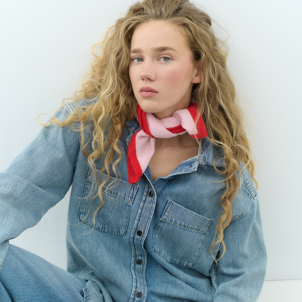 Kaschmirschal MINI SCARF - rosa/rot