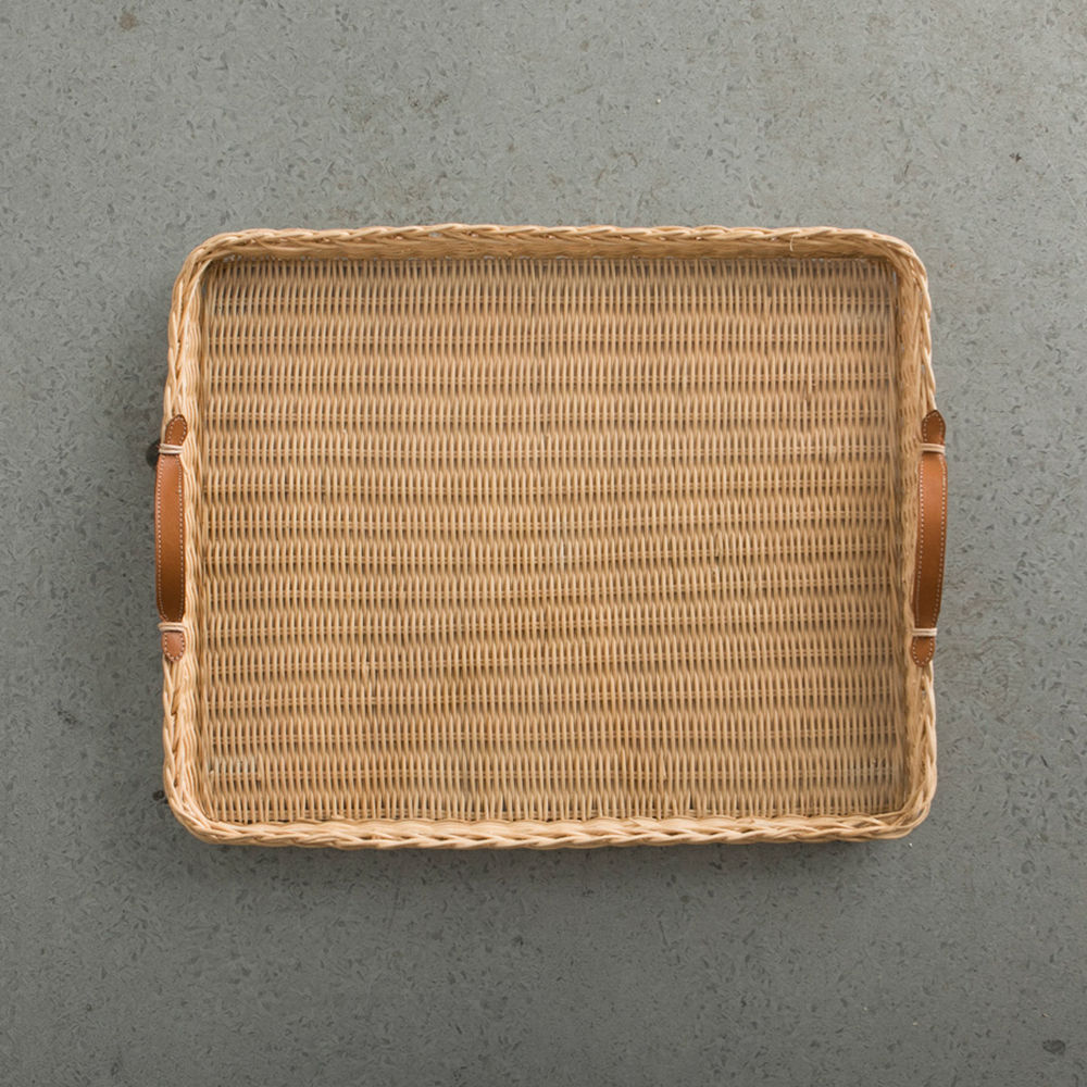 Tablett Rechteckig MARSELLA von Mahe Homeware Spanien, Handgefertigt aus Rattan