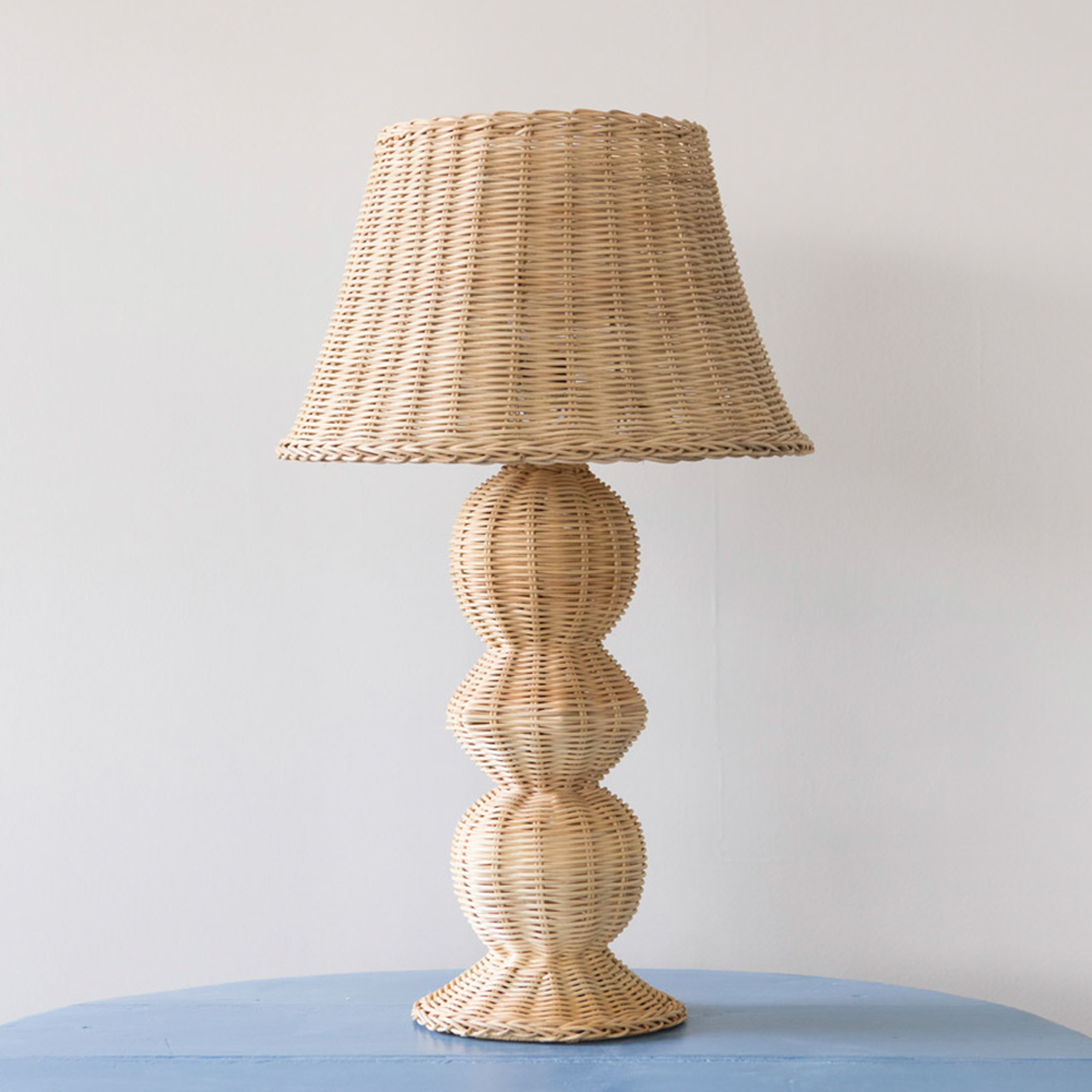 Tischleuchte ZIGGI von Mahe Homeware Spanien, Handgefertigt aus Rattan
