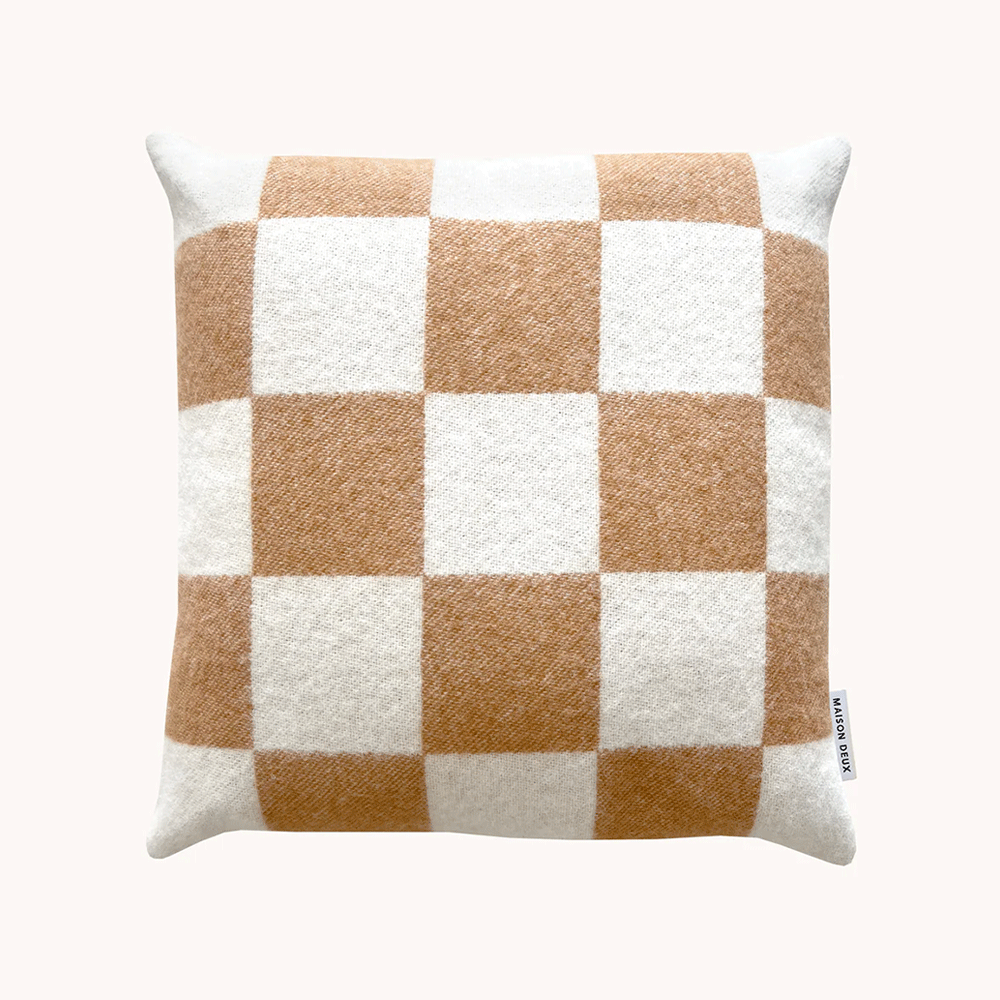 Kissenbezug CHECKERBOARD im Farbton terra/weiss von Maison Deux