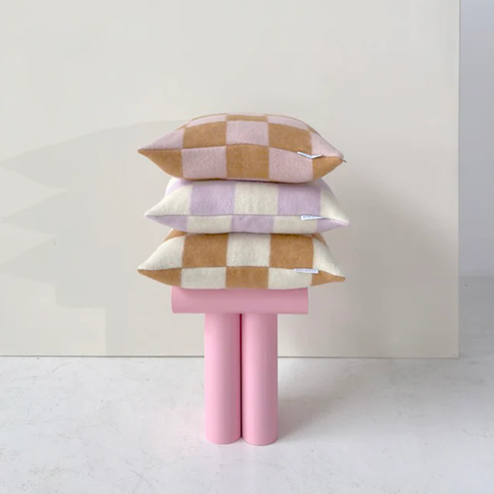 Kissenbezug CHECKERBOARD im Farbton terra/weiss von Maison Deux