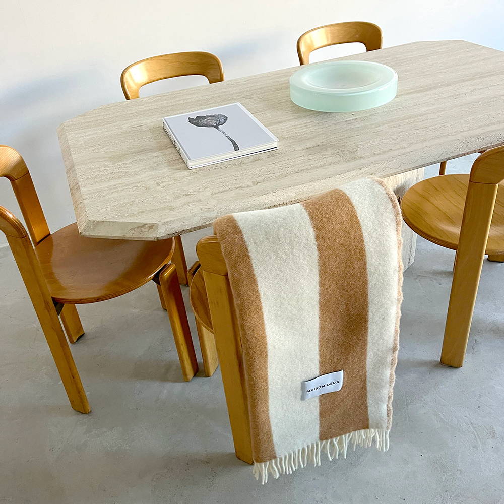 Decke ROUGH STRIPE von Maison Deux im Farbton terra/braun