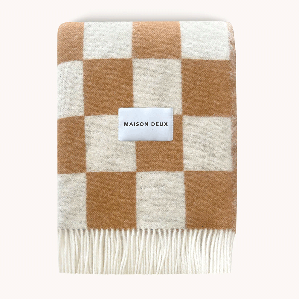 Decke CHECKERBOARD im Farbton terra/weiss von Maison Deux