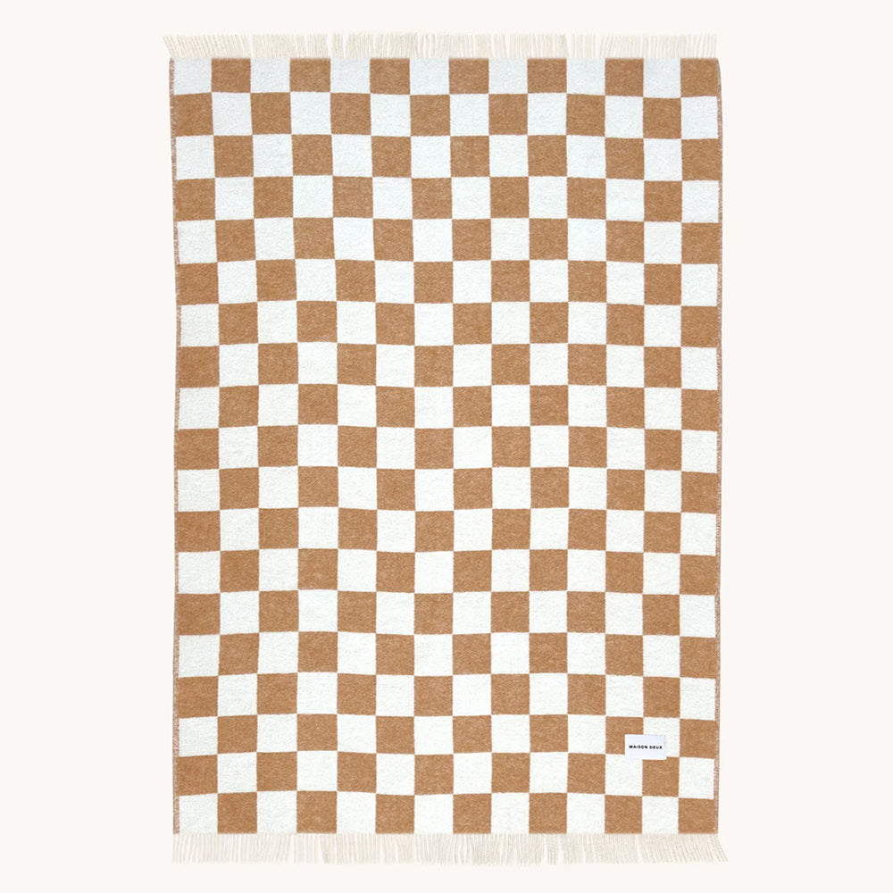 Decke CHECKERBOARD im Farbton terra/weiss von Maison Deux