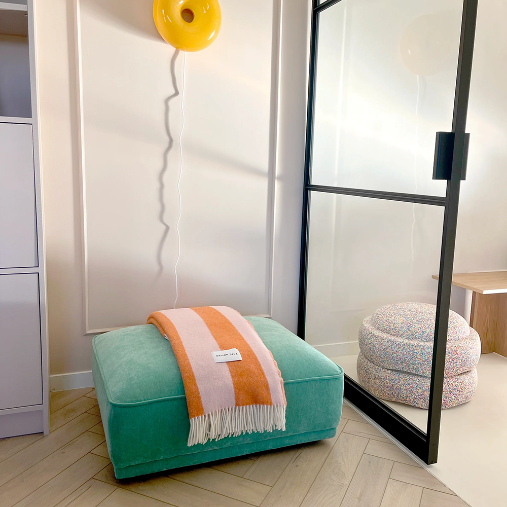 Decke ROUGH STRIPE von Maison Deux im Farbton rosa/orange