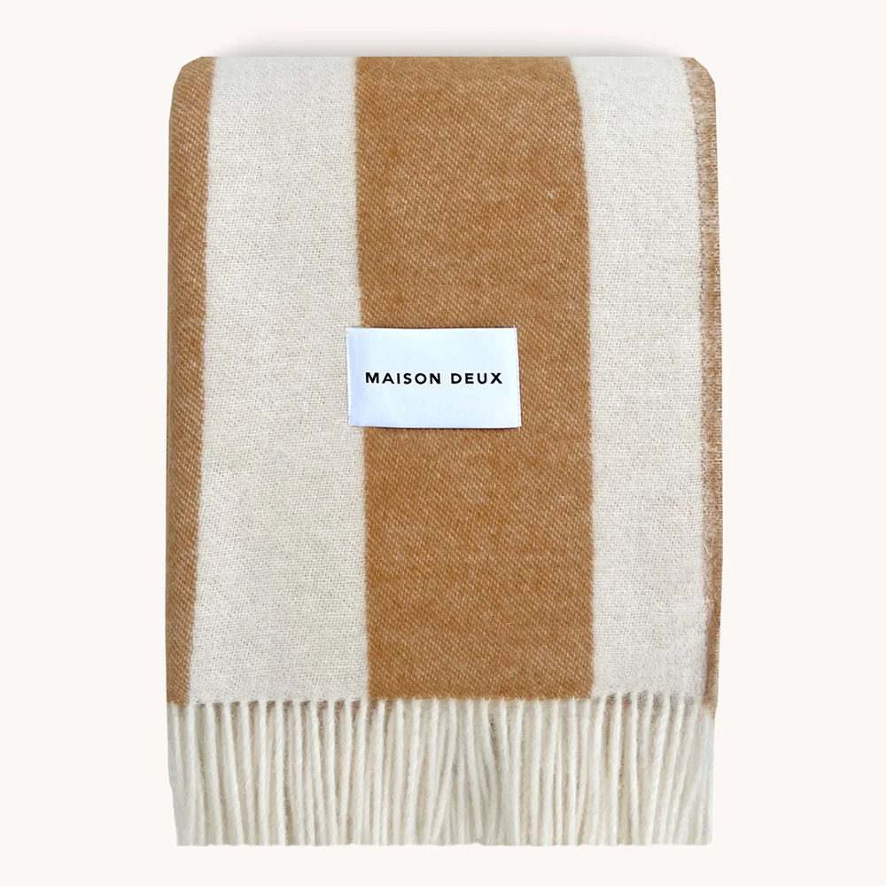 Decke ROUGH STRIPE von Maison Deux im Farbton terra/braun