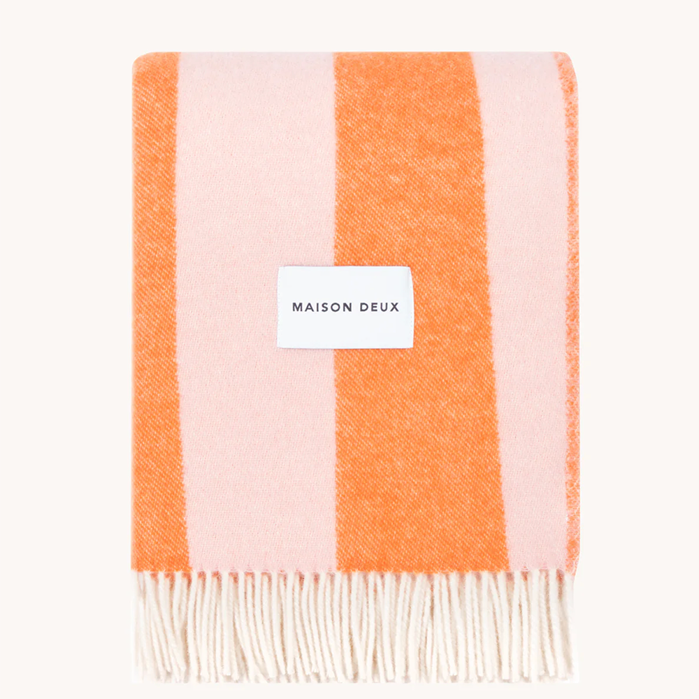 Decke ROUGH STRIPE von Maison Deux im Farbton rosa/orange