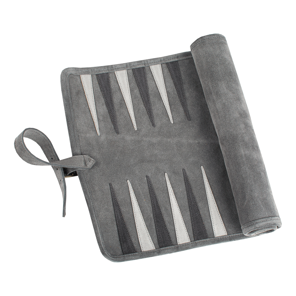 Reisespiel Backgammon Set aus Leder - grey in grau von Monopoulos