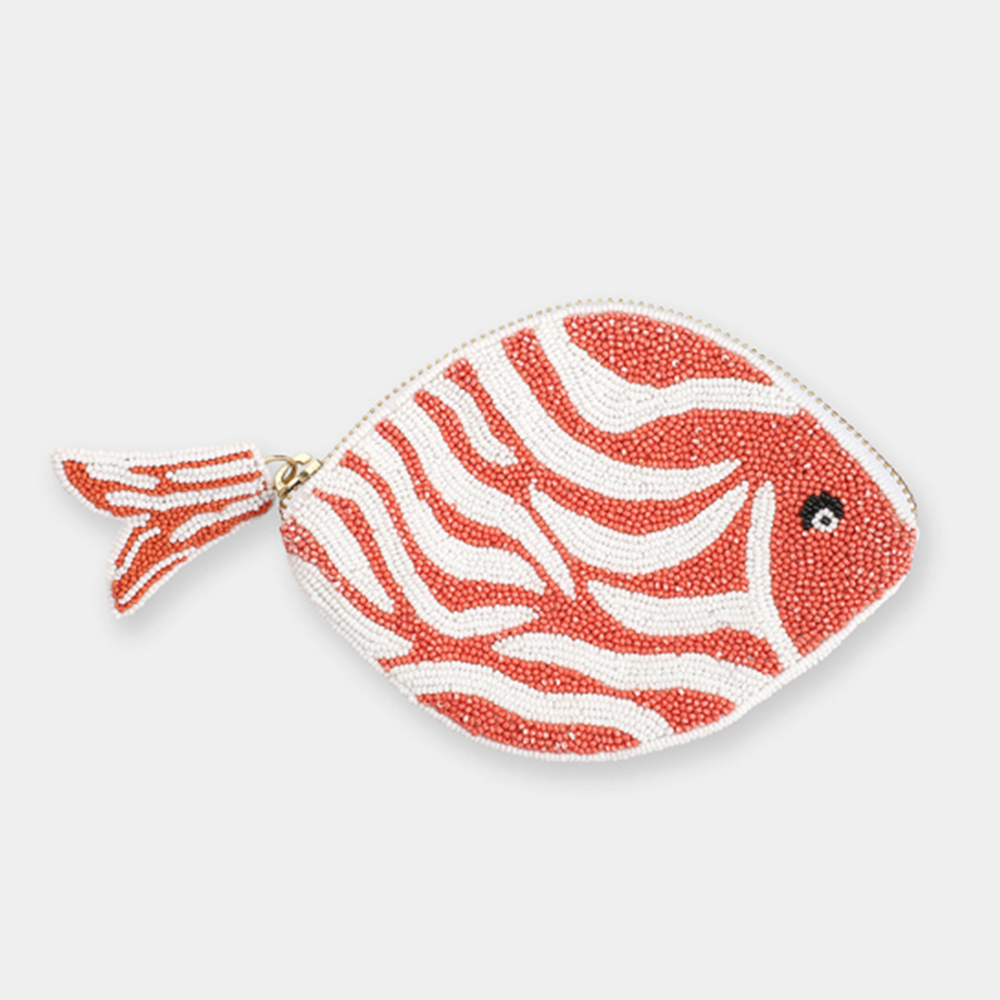 Portemonnaie Fisch in Motiv Candy Fish orange und weiss von Olivia Dar, Handwerkskunst von Indien