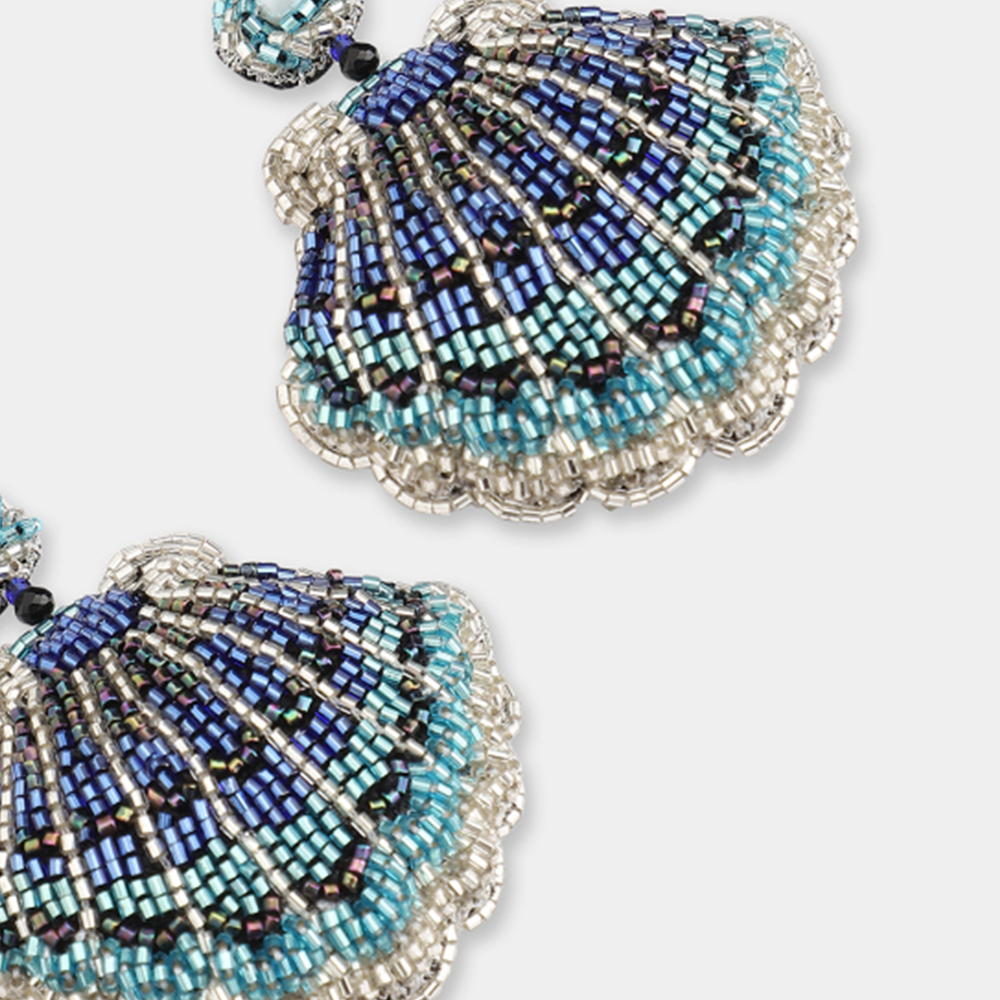 Ohrringe SEASHELL im Farbton navy von Olivia Dar, Handwerkskunst von Indien