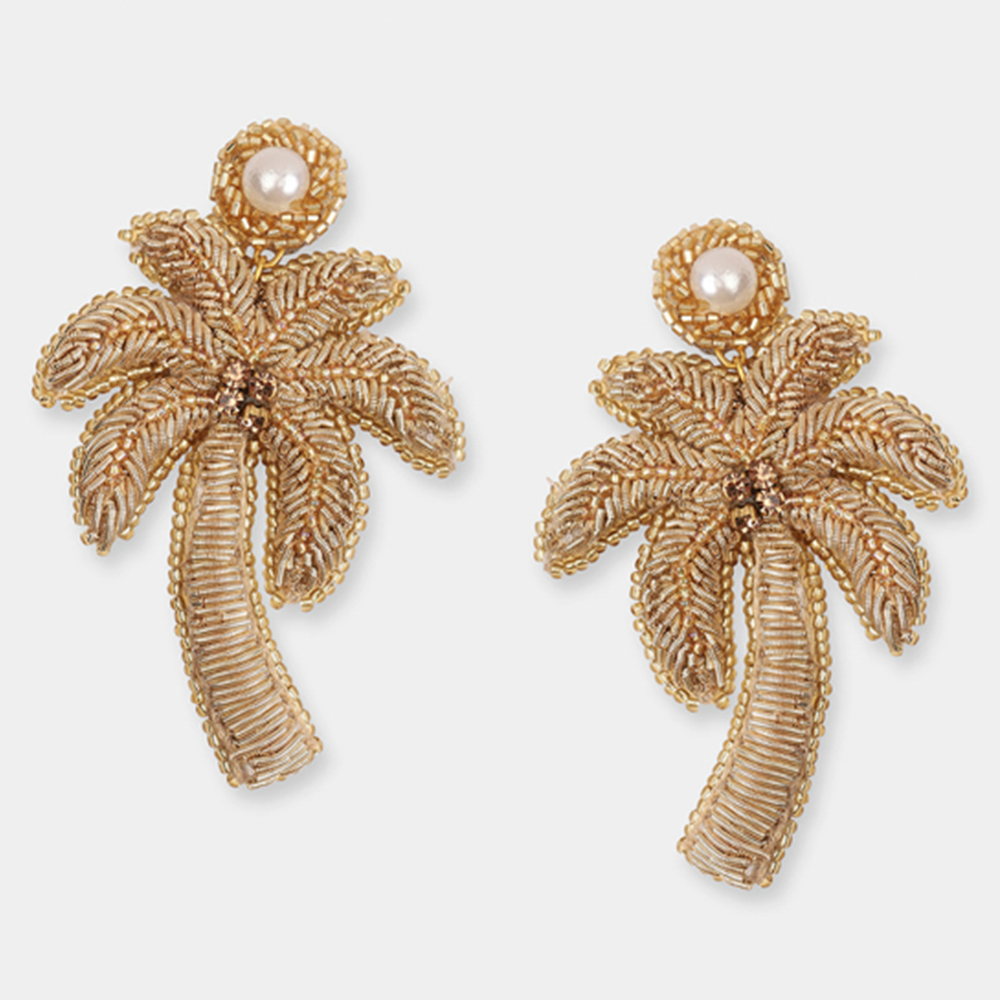 Ohrringe PALM TREE im Farbton gold von Olivia Dar, Handwerkskunst von Indien