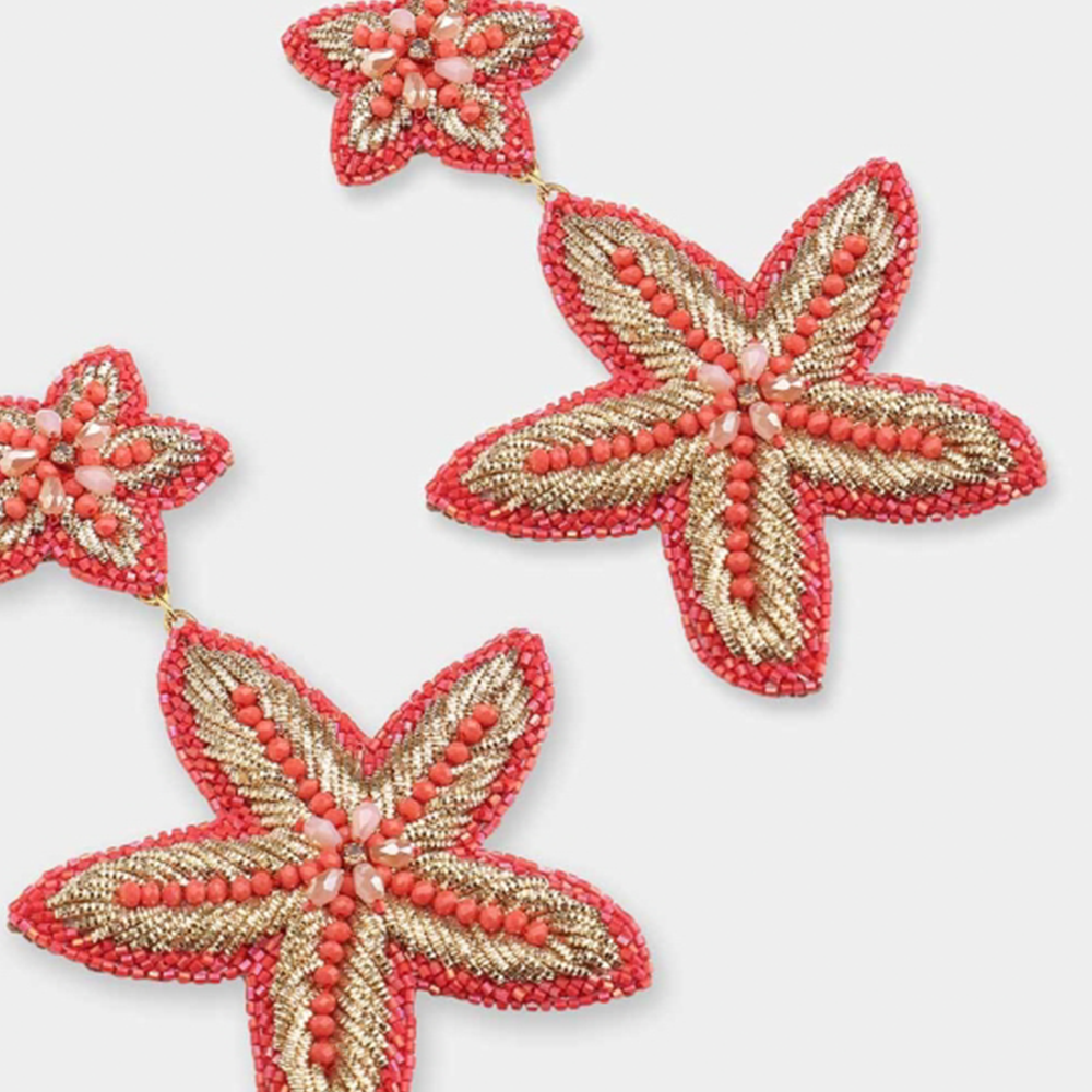 Ohrringe MAXI STARFISH im Farbton gold orange von Olivia Dar, Handwerkskunst von Indien