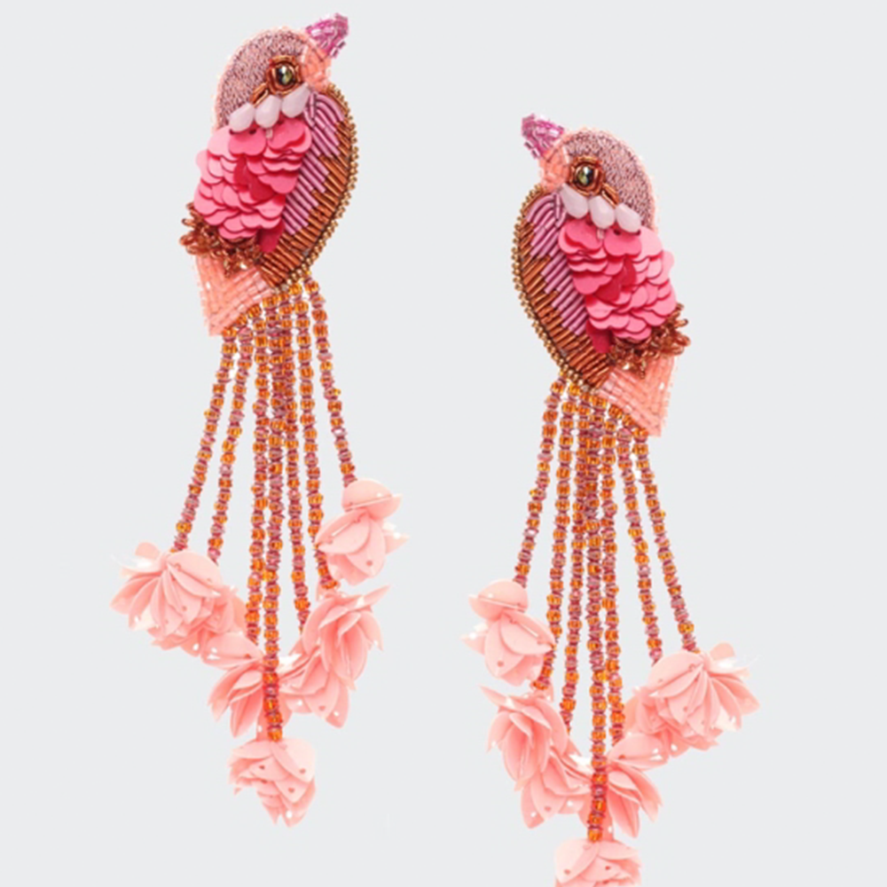 Ohrringe KINGFISHER im Farbton rosa von Olivia Dar, Handwerkskunst von Indien