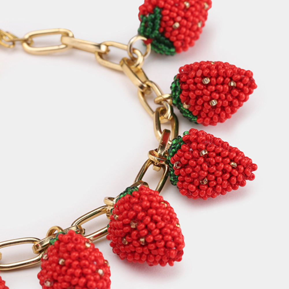 Armband Metallkette - Erdbeere