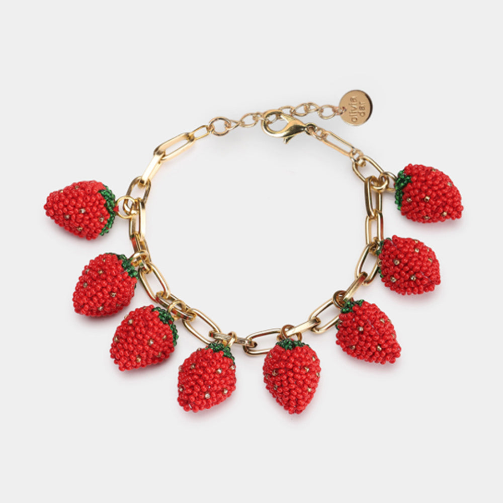 Armband Metallkette - Erdbeere