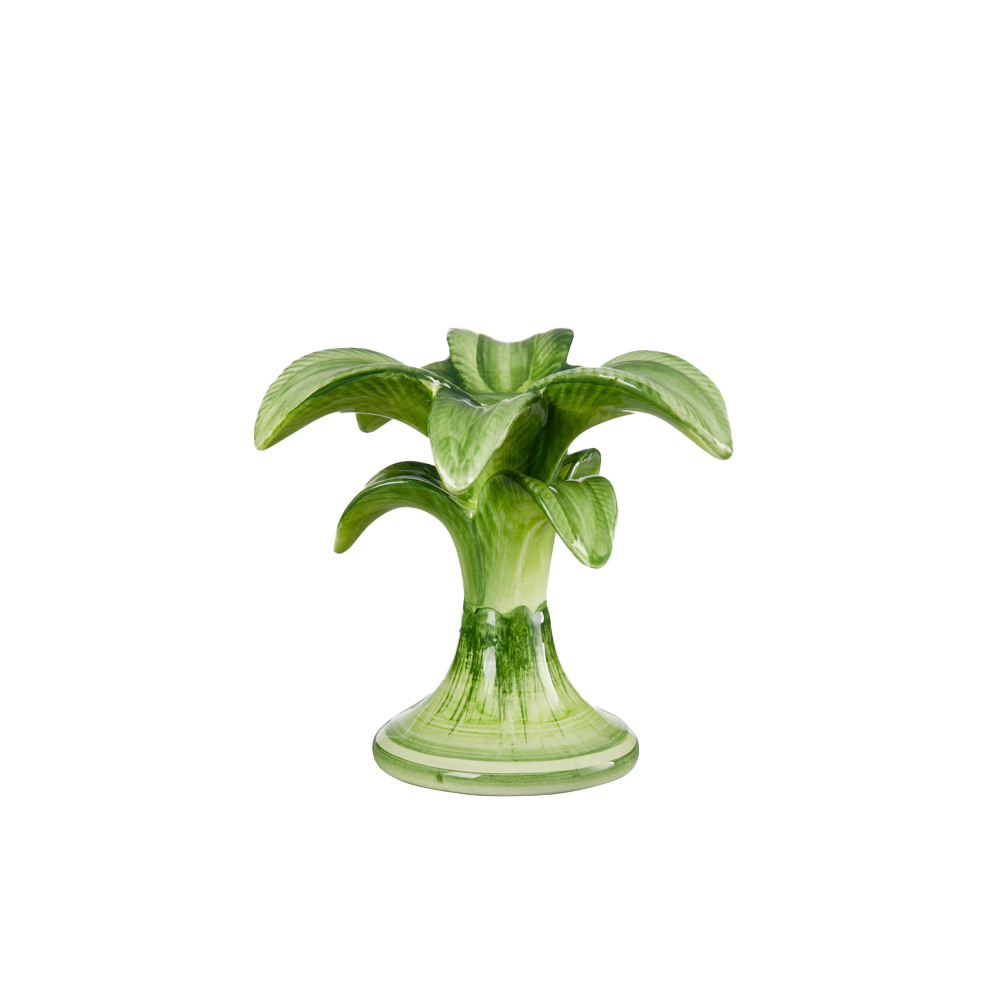 Candlestick PALM ceramic - green small