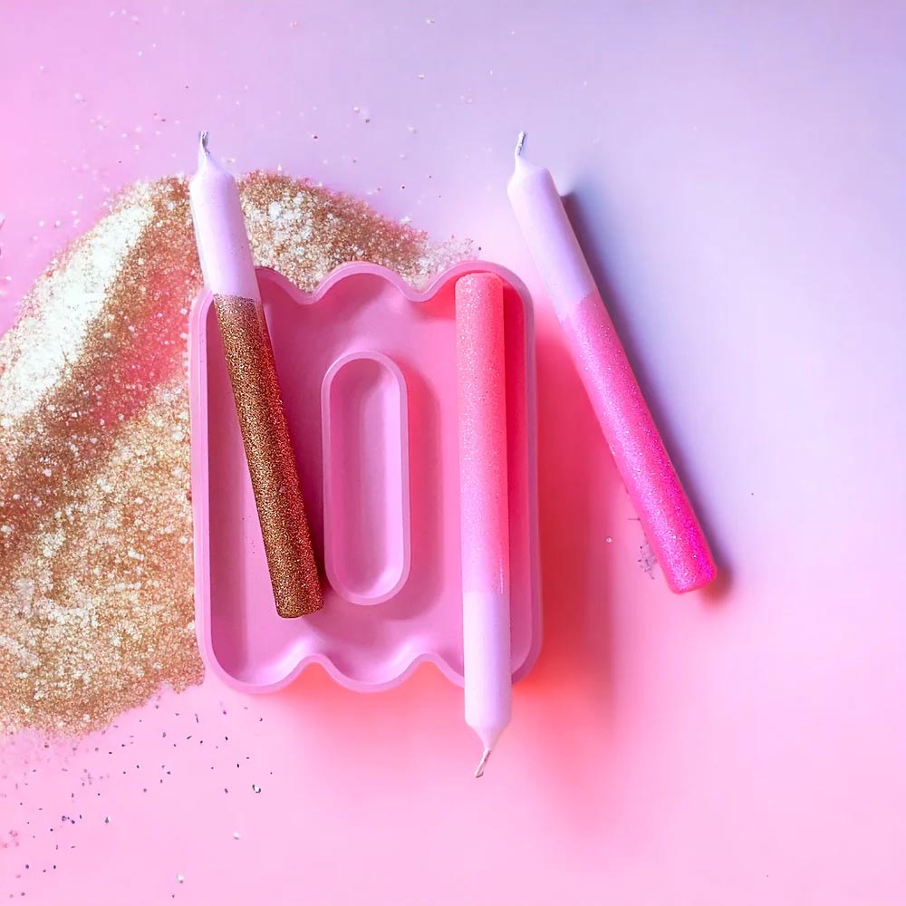 Stabkerze GLITTER - rosa