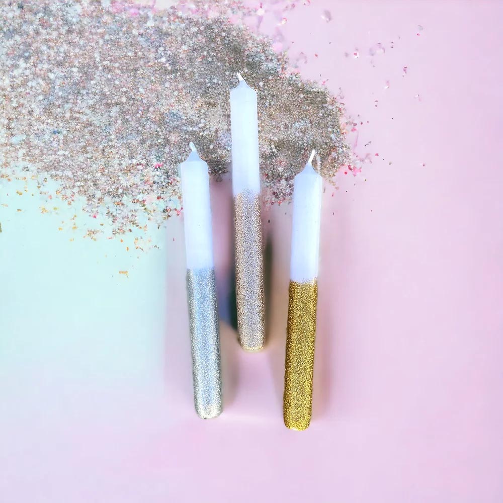 Stabkerze GLITTER - silber